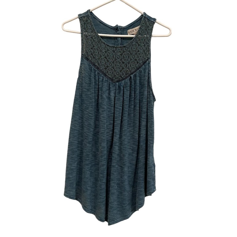 Knox Rose Green Tunic with Lace Details and Back Button Closure, Size 1, EUC